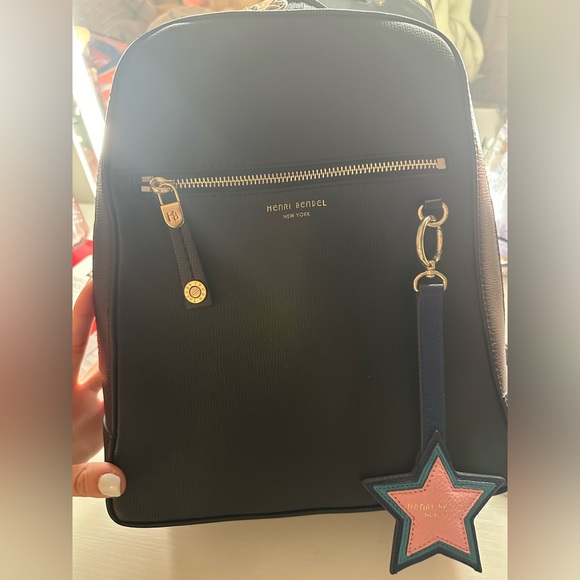 Henri Bendel Black Backpack with Pink Star Charm NEW!!! - Picture 1 of 6
